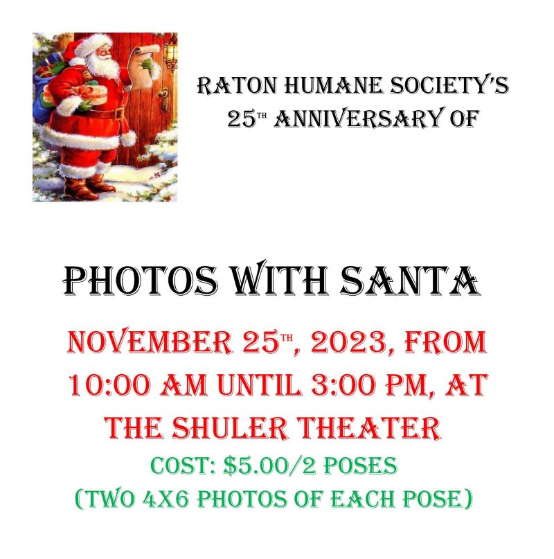 RATON HUMANE SOCIETY Photos with Santa 2023