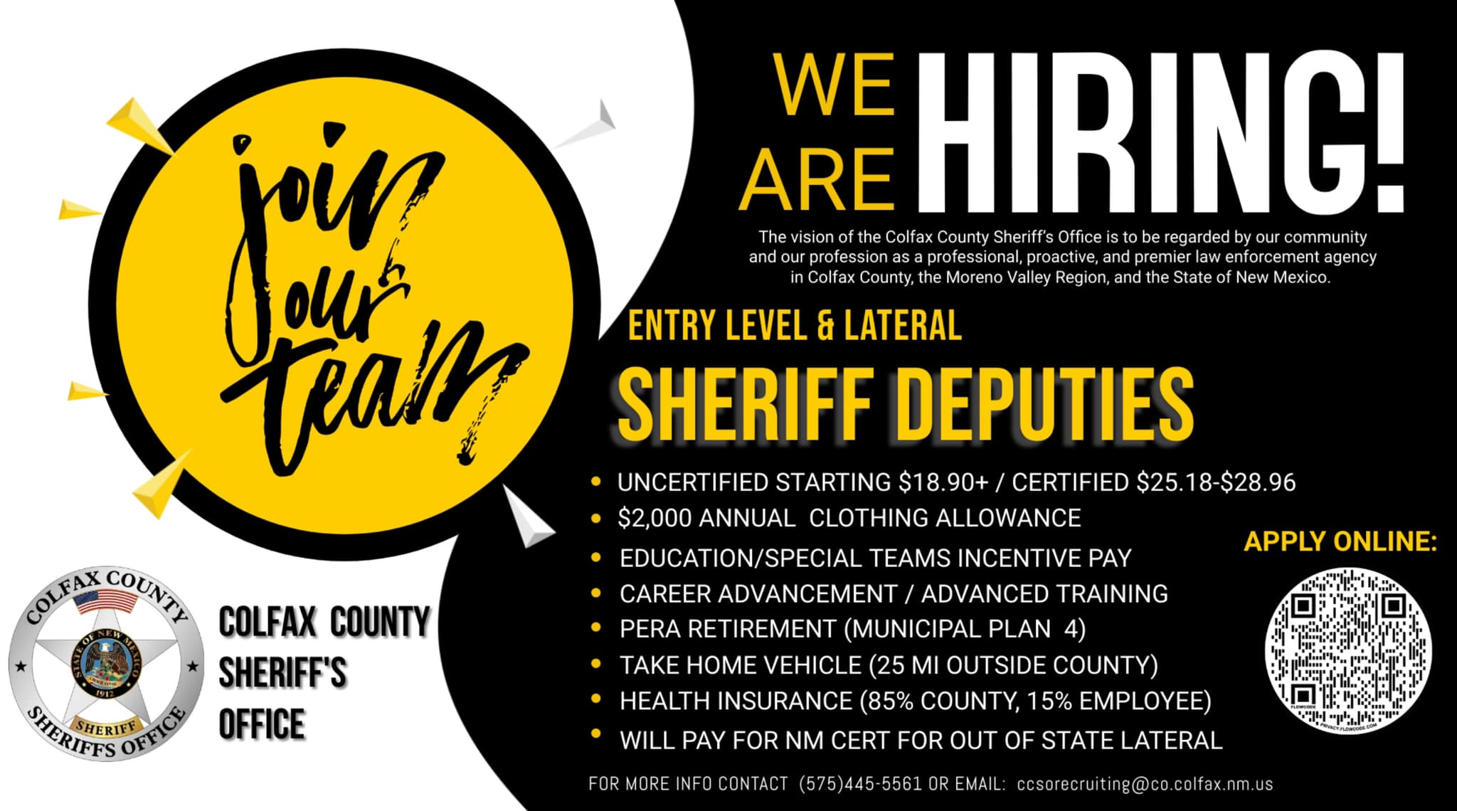 Colfax County Sheriff’s Department Hiring