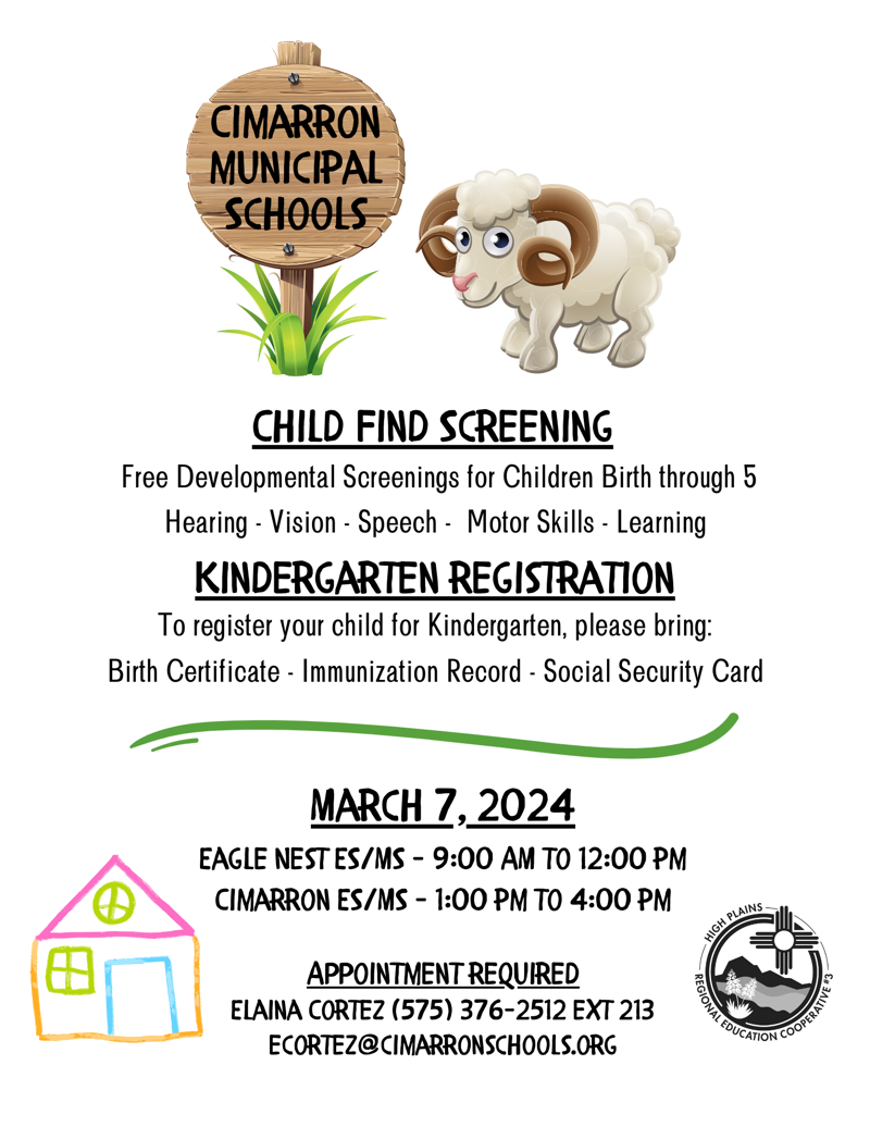 Eagle Nest & Cimarron School Child Find Screenings & Pre-K Registration