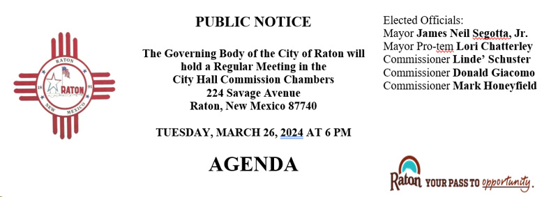 Raton City Commission Meeting Agenda – March 26, 2024, 6:00 PM