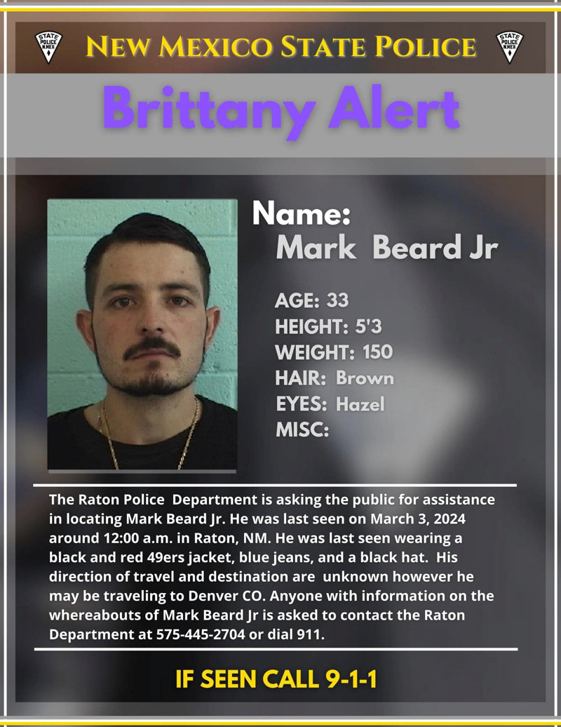 Brittany Alert! Raton Police Department Request Help in Finding Mark Beard Jr.