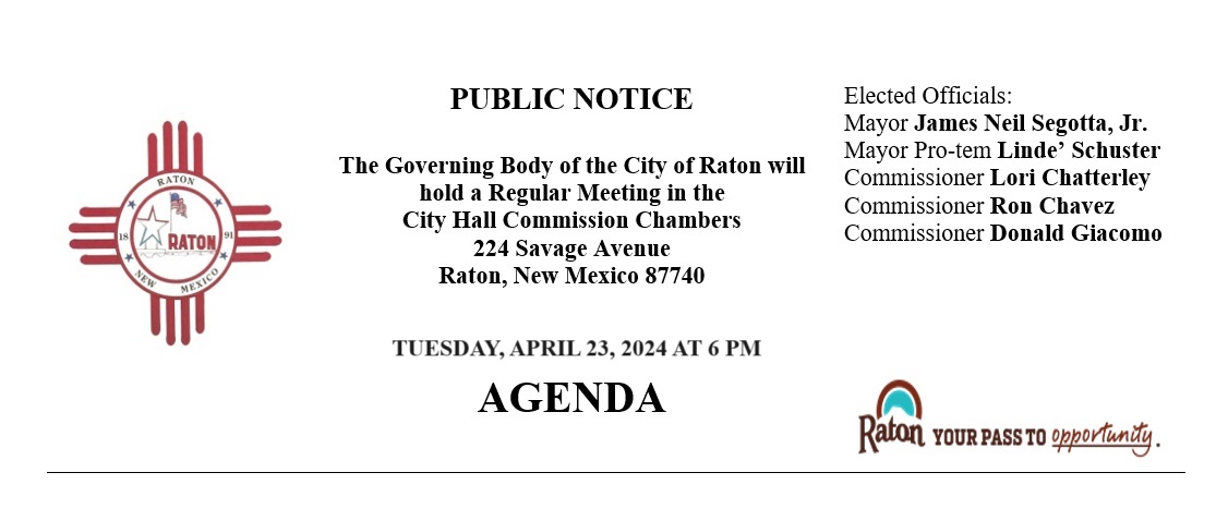 April 23, 2024 – Raton City Commission Meeting Agenda