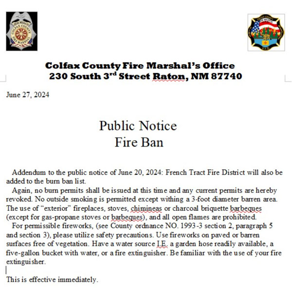 Burn Ban Update June 27 2024