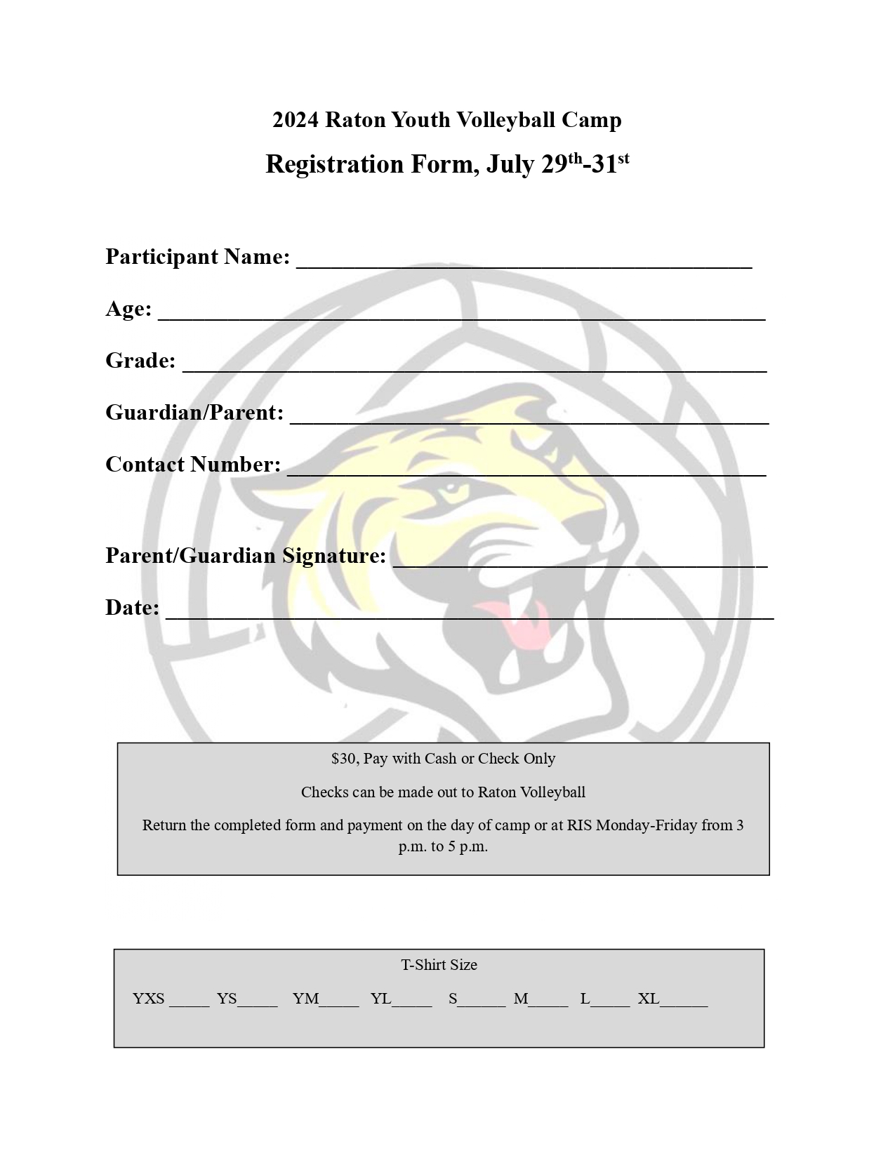 2024 volleyball registration form