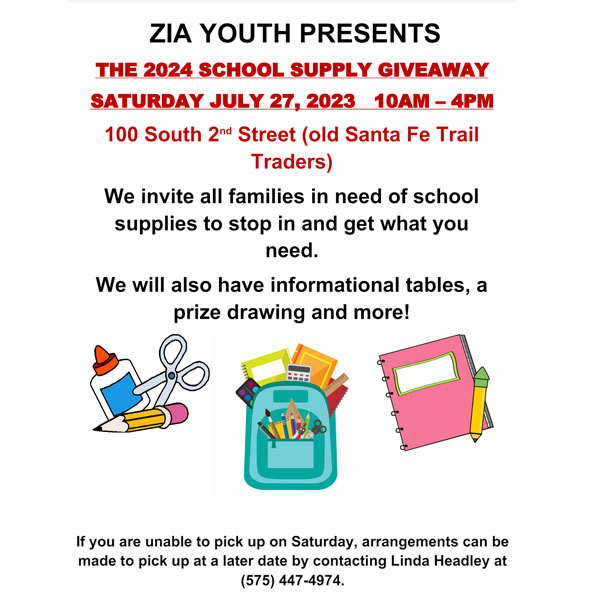 ZIA Youth: THE 2024 SCHOOL SUPPLY GIVEAWAY