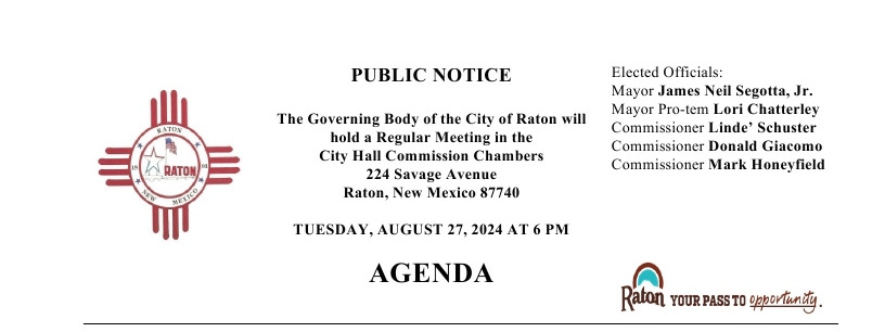 Raton City Commission Meeting Agenda for August 27, 2024