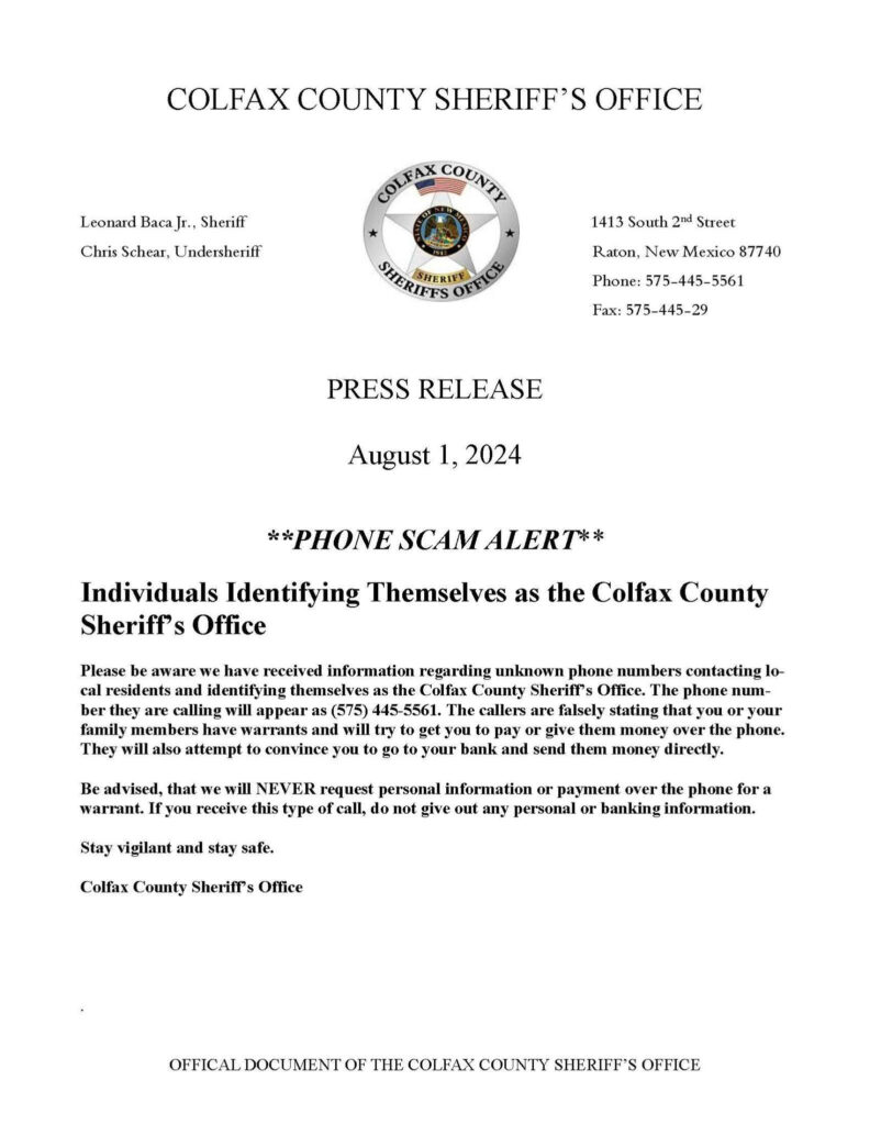 CCSO Press Release Update August 1 2024