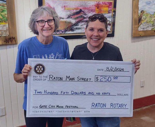 Raton Rotary Club Donates to Raton MainStreet for Gate City Music Festival