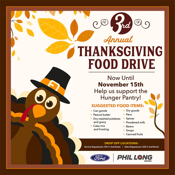 Thanksgiving Food Drive at Phil Long Ford