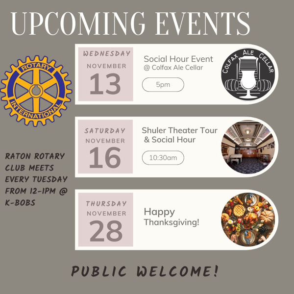 upcoming Rotary Club social events in November 2024