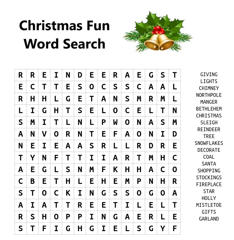 Christmas word search