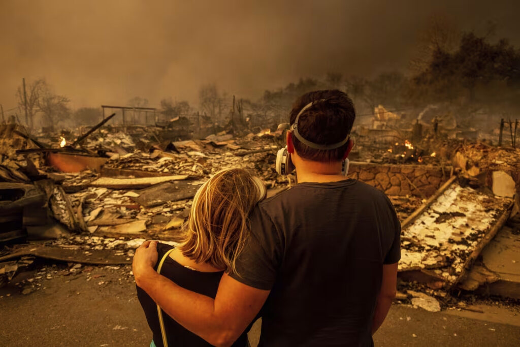 couple in fire aftermath