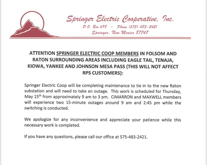 Springer Electric Coop notice